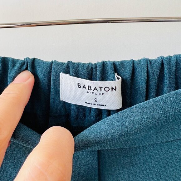Babaton Conan crop pants, green/teal color, Size 2 - Picture 5 of 8